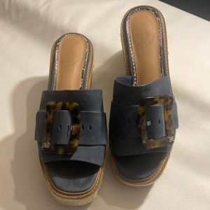 Sam Edelman Black Slide Sandals with Tortoise Buckle